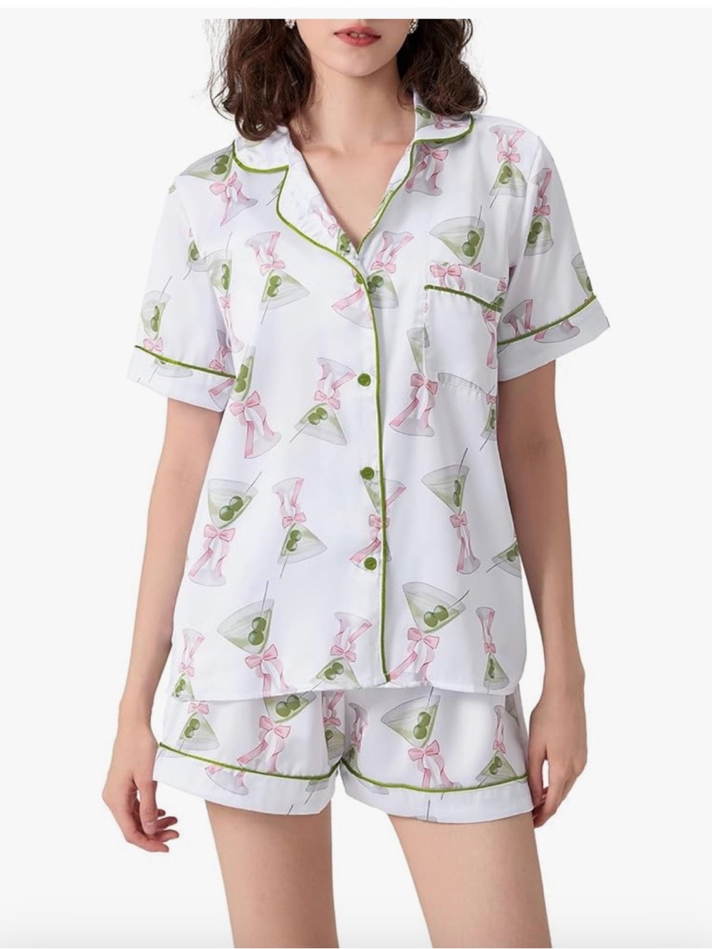 Women’s White Martini Print Short Pajama Set